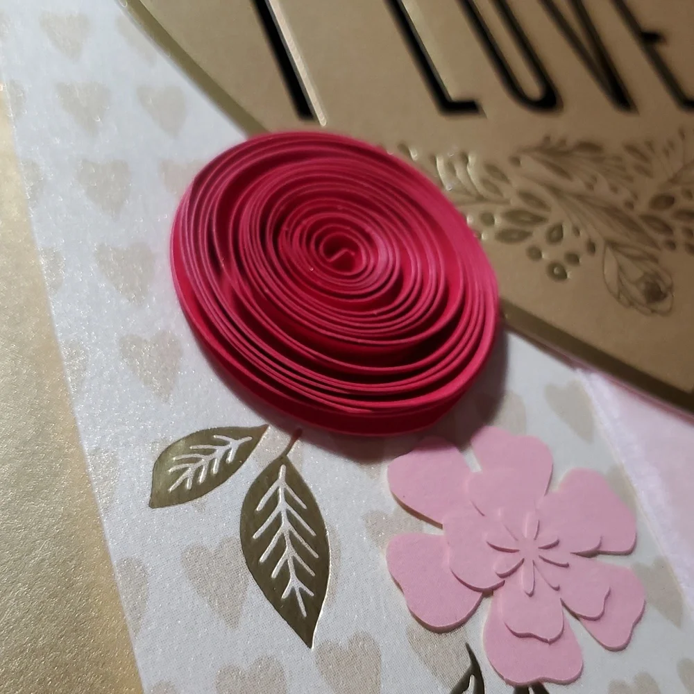 Valentine's Day Oversized Greeting Card for Woman Partner Rose Gold Fancy Ornate